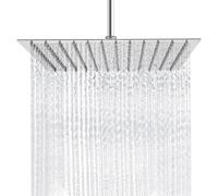 SUNNYNEST 8-Inch Square Overhead Rain Shower Head, Fixed Wall-Mounted Showerhead with Adjustable Angle - Easy Installation High-Flow Bathroom Shower Fixture