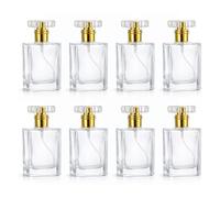 SUNNYNEST 8 Pack 50ml Refillable Perfume Spray Bottles, Clear Glass Atomiser Bottles with Gold Fine Mist Pump, Portable Empty Travel Perfume Bottles for Essential Oils, Cologne, Aftershave