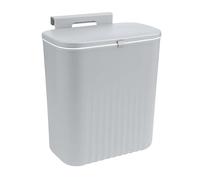SUNNYNEST 9L Foldable Kitchen Trash Bin - Wall-Mounted & Hanging Design with Lid, Space-Saving Waste Caddy for Under Sink, Cabinet Door, or Camping (Gray)