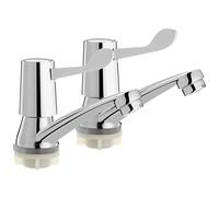 SUNNYNEST Bathroom Sink Taps，2 Pcs Chrome Plated Single Hole Basin Mixer Taps - Modern Twin Lever Faucet with Metal Knobs, Copper Body & Aerator for Kitchen & Bathroom Sink, Silver
