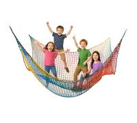 SUNNYNEST Colourful Climbing Net Hammock for Kids & Adults, 200x200cm Outdoor Playground Safety Net, Double Layer Nylon Rope Swing Mesh for Garden, Balcony, Tree, Indoor Play Area