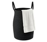SUNNYNEST Cotton Rope Basket Large Blanket Basket Woven Storage Basket Toy Storage Organiser Nursery Decor Laundry Hamper with Handle Bedroom and Living Room (Black)