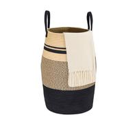 SUNNYNEST Cotton Rope Basket Large Blanket Basket Woven Storage Basket Toy Storage Organiser Nursery Decor Laundry Hamper with Handle Bedroom and Living Room (Black Brown)