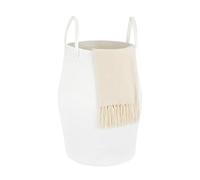 SUNNYNEST Cotton Rope Basket Large Blanket Basket Woven Storage Basket Toy Storage Organiser Nursery Decor Laundry Hamper with Handle Bedroom and Living Room (White)