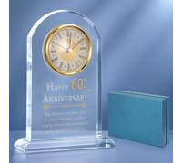 SUNNYNEST Crystal Desk Clock 1PC 60th Anniversary Golden Wedding Gift