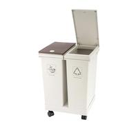 SUNNYNEST Double Compartment Recycling Bin with Lids & Wheels, 40L Detachable Double Kitchen Bin for Dry & Wet Waste Separation, Press-Open Rubbish Bin for Kitchen, Bathroom, Living Room, Office