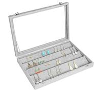 SUNNYNEST Earring Organizer Travel Velvet Jewelry Case, Lockable 40-Pair Earring Holder with Crystal Display, Dustproof & Stackable Jewelry Box for Studs, Hoops & Earrings, Portable Travel Storage