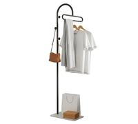 SUNNYNEST Freestanding Coat Rack with hook & Shelves, Metal Clothes Hanger Stand for Bedroom & Entryway, Floor Standing Garment Rack for Coats, Bags & Shoes, Space Saving Storage Organizer (Black)