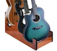 SUNNYNEST Guitar Rack Wooden Guitar Stand For 2 Electric+1 Acoustic Multi Guitar Stand Space-Saving for Home Studio Stage Walnut Color