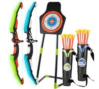 SUNNYNEST Kids Bow and Arrow Set with LED Lights, Archery Toy Set with Suction Cup Arrows, Standing Target & Quivers, Indoor Outdoor Shooting Game Gifts for Boys & Girls Ages 3-12