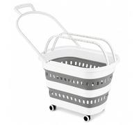 SUNNYNEST Laundry Basket Collapsible Laundry Basket with Wheels, Large 94L Rolling Hamper, Foldable Laundry Bin with Sturdy Handles, Space Saving Storage for Clothes Toys - For Bedroom Bathroom