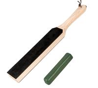 SUNNYNEST Leather Strop 35X50CM for Knife Sharpening 2-Sided Honing Stropping Kit with Polishing Compound Wood Base Professional Stropper for Kitchen Knives Straight Razors Chisels Woodworking Tools