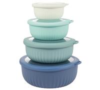 SUNNYNEST Mixing Bowls with Airtight Lids, 4-Piece Nesting Salad Bowls Set for Space-Saving Storage, Prep & Serving Bowls for Kitchen Baking, Cooking & Food Storage (Blue)