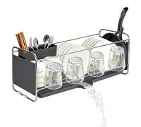 SUNNYNEST Modern Kitchen Dish Drying Rack Multifunctional Bowl Dishes Draining Basket for Drying Bowls, Plates and Cups Over Sink Drainer Shelf (Gray)