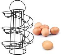 SUNNYNEST Modern Spiral Egg Holder - Holds 18 Eggs, Freestanding FIFO Wire Dispenser Rack for Compact Kitchen Countertop Storage
