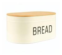 SUNNYNEST Nordic Scandi Bread 34x16x19.5cm Vintage Cream Kitchen Storage Box, Metal Bread Bin with Cutting Board Lid for Kitchen Counter,Large Bread Bin with Lid, Countertop Holder for Bagels, Rolls