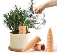 SUNNYNEST Plant Watering Devices 4 Pack, Terracotta Self Watering Spikes for Bottles, Automatic Plant Watering System Indoor Outdoor Plant Drip Irrigation Stakes for Potted Plants (Brown, Large)