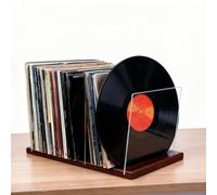 SUNNYNEST Premium Vinyl Record Storage with Clear Acrylic Holder Style Record Holder, 60 LP Capacity - Complements Any Decor Brown
