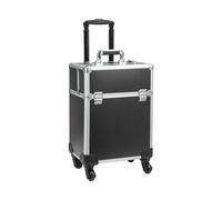 SUNNYNEST Professional Makeup Trolley Rolling Cosmetic Organiser Vanity Case with Wheels Beauty Artist Salon Technician Organiser Large Aluminium Beauty Artist Trolley Box (Black)