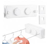 SUNNYNEST Retractable Clothesline Double5.4M Clothesline Retractable Washing Line Wall Mounted Laundry Dryer Indoor Outdoor Laundry Drying Rope, Adjustable Tension Stainless Steel Wall (White)