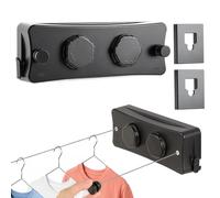 SUNNYNEST Retractable Clothesline Double5.4M Clothesline Retractable Washing Line Wall Mounted Laundry Dryer Indoor Outdoor Laundry Drying Rope, Adjustable Tension Stainless Steel Wall (Black)