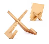 SUNNYNEST Rustic Wooden Cookbook Holder - Foldable Recipe Book Stand, Kitchen Book Holder, Vinyl Record Display Stand, Farmhouse Style Wooden Book Stand (Black or Rustic Brown) (Light Brown)