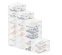 SUNNYNEST Shoe Storage Boxes 20 Pack Stackable Storage Plastic Foldable Shoe Organiser Box Set for Shoe/Trainer Storage Clear for Closet/Under Bed