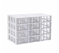 SUNNYNEST Small Parts Organiser with 12 Drawers Sorting Box Made of Plastic Screw Organising System Box for Workshop Accessories Assortment Box (White)