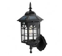 SUNNYNEST Solar Wall Lights Outdoor Black 1 Pack with Motion Sensor, Vintage Solar Lantern Wall Light, 3 Lighting Modes IP65 Waterproof Solar Garden Lights for Patio Porch [Energy Class A]