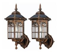 SUNNYNEST Solar Wall Lights Outdoor Brown 2 Pack with Motion Sensor, Vintage Solar Lantern Wall Light, 3 Lighting Modes IP65 Waterproof Solar Garden Lights for Patio Porch [Energy Class A]