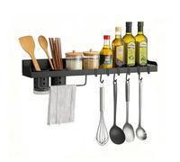 SUNNYNEST Spice Rack Wall Mounted 58X10X12.5CM Wall Mounted Kitchen Shelves Utensil Rack 6 Hooks Kitchen Shelf Organiser Cutlery Holder Organiser for Pantry Bathroom Office Restaurants and Bars