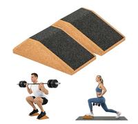 SUNNYNEST Squat Wedge Block Set, Non-Slip Slant Board Calf Stretcher (2 PCS), Heavy Duty Cork Incline Ramp for Heel Elevated Squats, Split Squats, Deadlift, Lunges, Yoga, Pilates & Physical Therapy