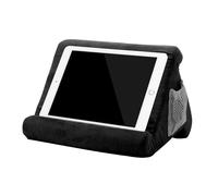 SUNNYNEST Tablet Pillow Plush Tablet Pillow Stand with Multi-Angle Support & Side Pocket Ergonomic Lap Cushion Holder for iPad,Laptop Suede Soft Bed Sofa Travel Rest (Black)