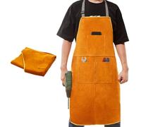 SUNNYNEST Tool Aprons Work Apron62.5X88cm Heavy-Duty Leather Welding & Workshop Apron - Heat/Flame Resistant Full-Coverage Cowhide Apron with 3 Pockets for Blacksmiths, Welders, Woodworkers & DIY