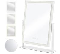 SUNNYNEST Vanity Mirror, 33×41.5 cmVanity Mirror With Lights Modern Style Makeup Mirror 360° Rotation, 3 Color Lighting Modes, Dimmable Brightness, 10X Detachable Magnifying Mirror - for Dressing