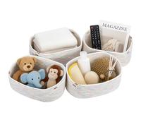 SUNNYNEST Woven Storage Baskets 4 Packs Closet for Organizing, Closet Organizer Bins, Rope Toy Basket, Cube Decorative Box 30x24x13cm Rainbow