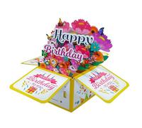 SunnyOcean Happy Birthday Pop Up Card, Creative 3D Birthday Card, Foil Stamped Happy Birthday Pop-Up Box with Beautiful Envelope and Note Card for Women Men Kids Friends(Colorful)