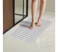 SunnyOcean Shower Mat Non Slip Anti Mould, 68x40cm Non Slip Bath Mats for Inside Shower, Rubber Bathtub Mats, Anti Slip Bathmat with Suction Cups, Cut to Size, Grey