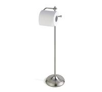 SunnyPoint Bathroom Free Standing Toilet Tissue Paper Roll Holder Stand with Reserve Function, Satin Nickel