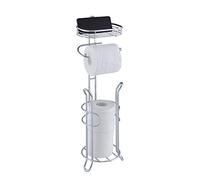 SunnyPoint Bathroom Heavyweight Toilet Tissue Paper Roll Storage Holder Stand with Reserve and Shelve, The Reserve Area Has Enough Space to Store Mega Rolls. (Chrome)