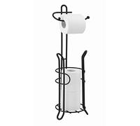 SunnyPoint Bathroom Toilet Tissue Paper Roll Storage Holder Stand with Reserve, The Reserve Area Has Enough Space to Store Mega Rolls (Black)