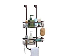 SunnyPoint Classic Metal Bathroom Shower Caddy, Over Door Hanging Storage Organizer Basket (Standard, Brown)