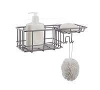 SunnyPoint Classic Wall Mounted Shower Caddy Organizer Basket Shelf With Removable Adhesive Hook. No Drilling Needed (Gunmetal, Standard)