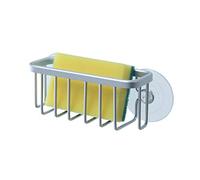 SunnyPoint NeverRust Kitchen Sink Suction Holder for Sponges, Scrubbers, Soap, Kitchen, Bathroom, 6"L x 2.36" W x 2.56"H, Aluminum (Mat Silver, Set of 1)