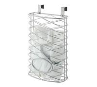 SunnyPoint Over Cabinet Kitchen Storage Organizer Holder or Basket - Hang Over Cabinet Doors in Kitchen/Pantry - Holds up to 50 Plastic Shopping Bags (SILVER)