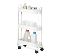 SunnyPoint Slim Rolling Storage Cart, 3 Tier Bathroom Storage Organizer Bathroom, Laundry Utility Cart (White)