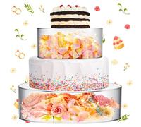 Sunnyray 2 Pcs Acrylic Cake Stands for Dessert Table Clear Fillable Cake Riser Cupcake Cake Tier with LED Strings for Birthday Wedding Holiday Party Display(8'', 12'')