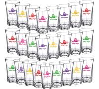 Sunnyray 25 Pieces Mexican Party Decorations Let's Fiesta Plastic Shot Glasses 1.2 Ounce Mexican Independence Day Funny Tequila Shot Glasses for Adults Taco Birthday Cinco De Mayo Party Favors