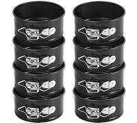 Sunnyray 8 Pcs 4 Inch Springform Pan Mini Springform Pan Small Leakproof Round Cake Pan Mini Cheesecake Pan with Removable Bottom Nonstick Baking Cake Mold for Mini Cheesecake Pizza (Black)