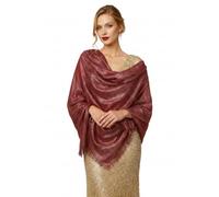 Sunnyshopday Large Big Oversized Evening Shawl and Wrap (79" x 31") - Luxury Soft Metallic Thread Shimmer Scarf for Formal Dresses, Weddings & Everyday Versatile (Red Wine)
